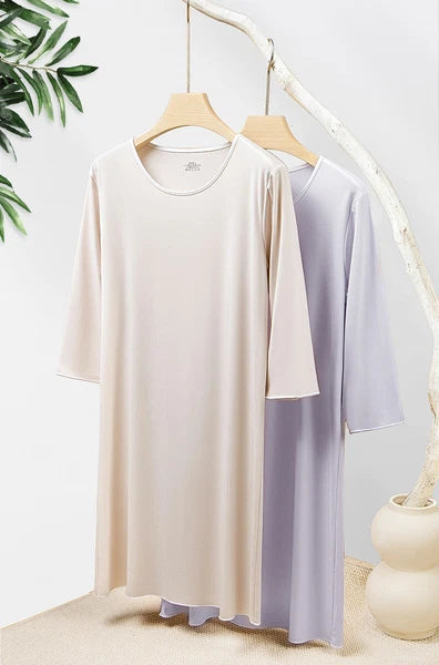 Fashion Spring Women's Three Quarter Sleeves Breathable Comfortable Nightgown Clothing-