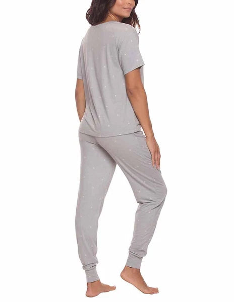 Felina Women's 3 Piece Pajama Set Jogger Shorts Crew Neck Tee