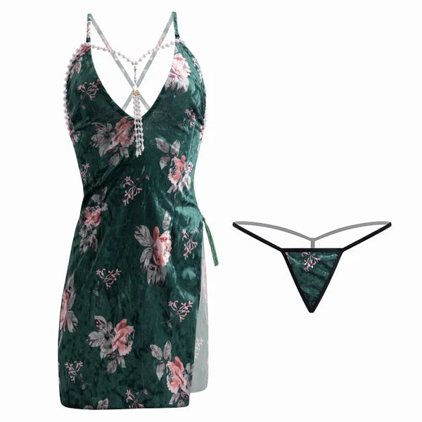 2025 Women's Sexy Cheongsam Sexy Underwear Nightdress Pajama Uniform Set Gift